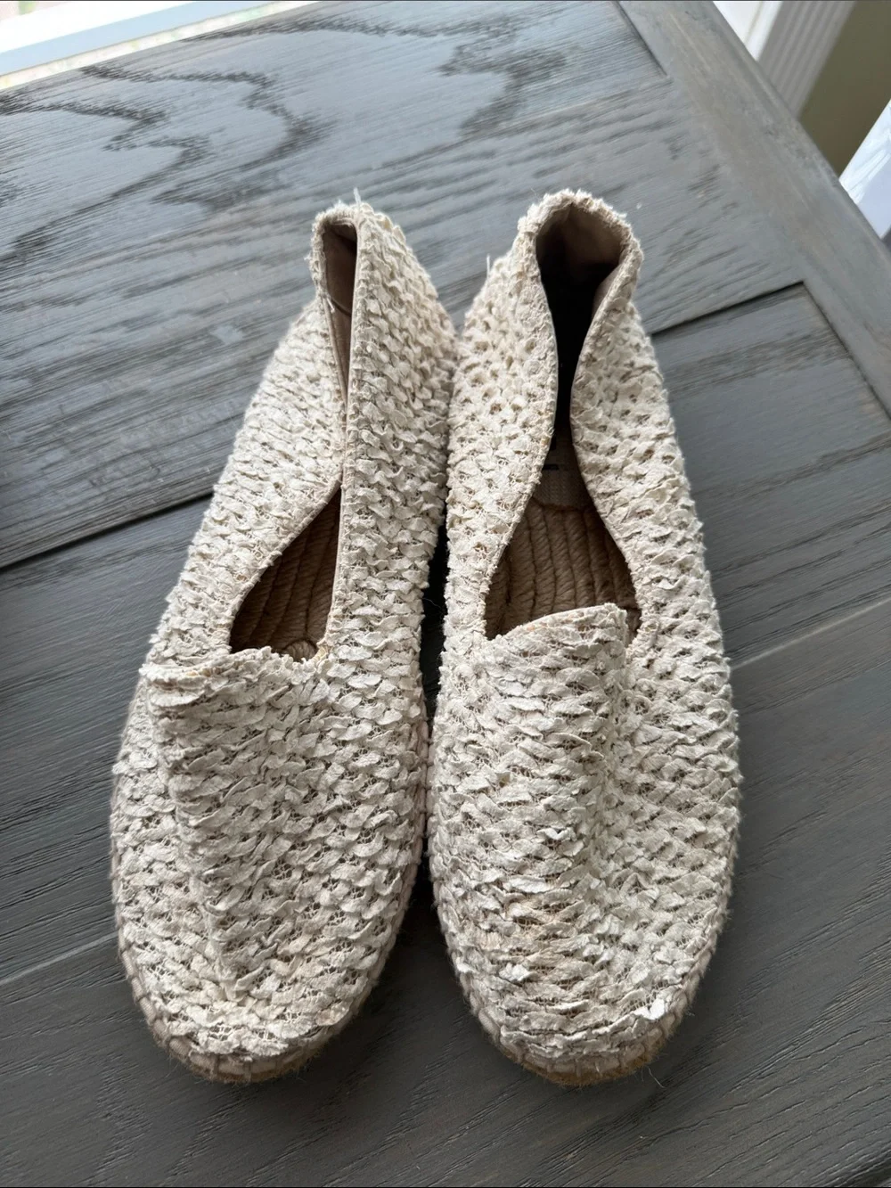 Women's Cream Woven Espadrille Flats - Slip-On Casual Shoes